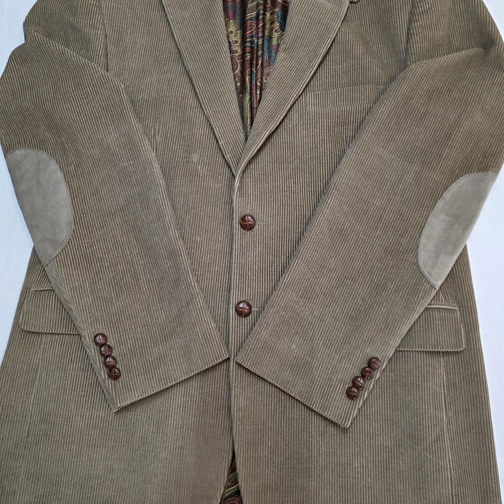 Ralph Lauren Corduroy Elbow Patch Mens Blazer 42L Tan Ivy League Americana